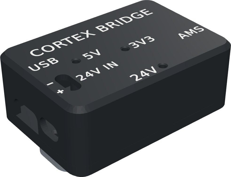 The assembled case: black printed box with white lettering on the lid